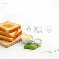 Stos tostowy, masło, sól, szpinak i symbole zdrowego odżywiania. Czy chleb tostowy jest zdrowy?