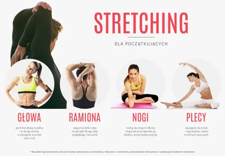 Ćwiczenia STRETCHING dla początkujących: rozciąganie głowy, ramion, nóg i pleców.